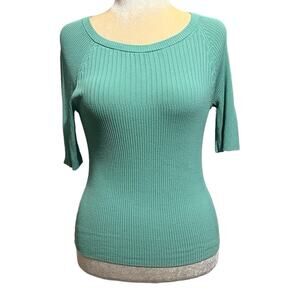 MaxMara Blue/Green Samara Round Neck Short Sleeve Knit Top - Large